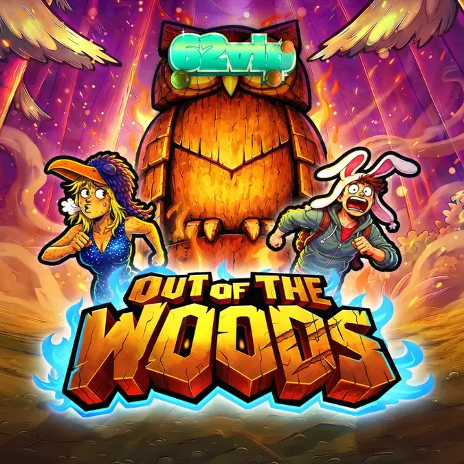 Tampilan visual slot Out Of The Woods dengan tema hutan gelap dan simbol misterius